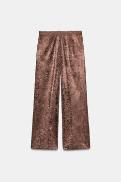 ZARA БРЮКИ-КЮЛОТЫ ИЗ ЖАТОЙ ТКАНИ, МЕДНЫЙ