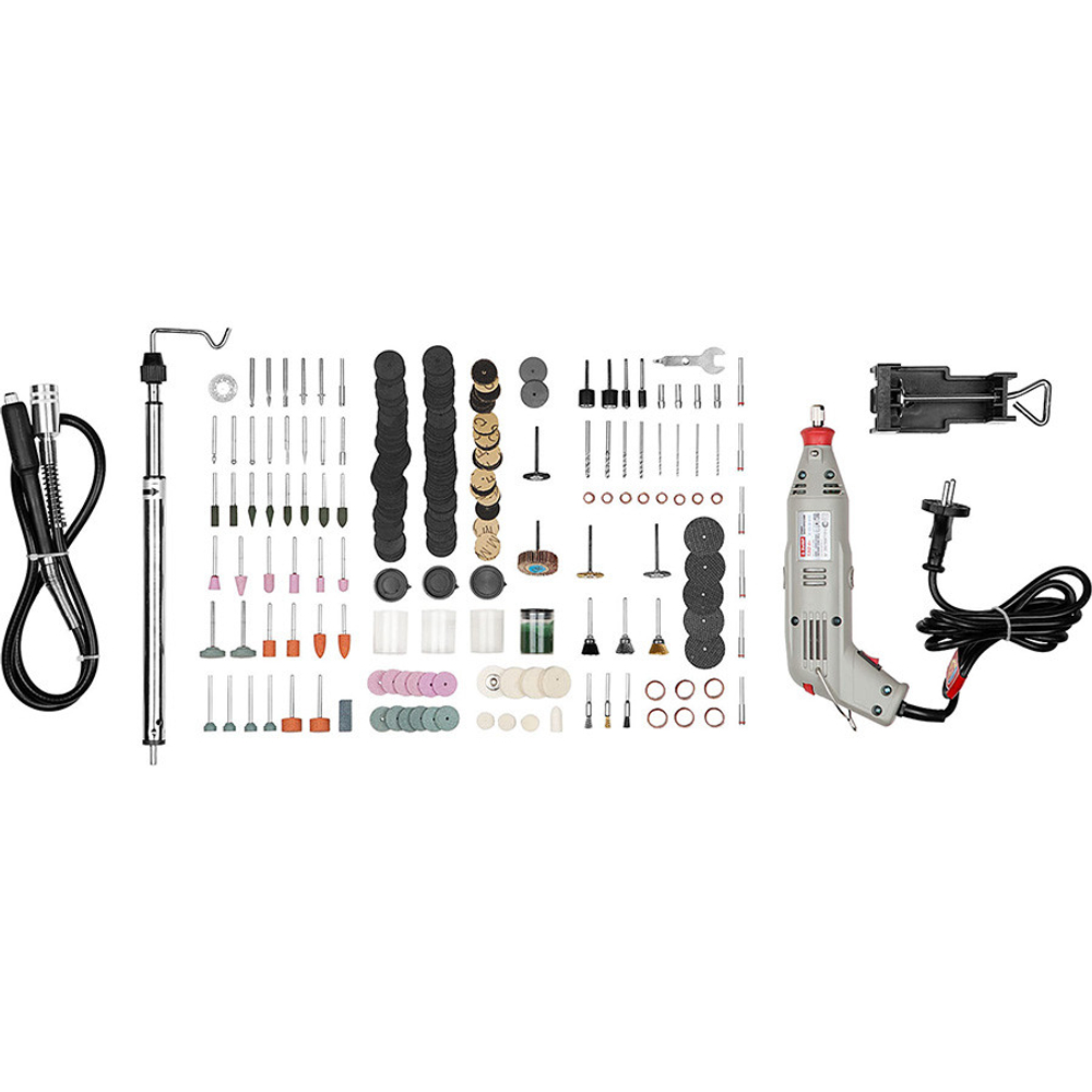 Гравер электрический Зубр с набором мини-насадок в кейсе 242 предмета ЗГ-130ЭК H242