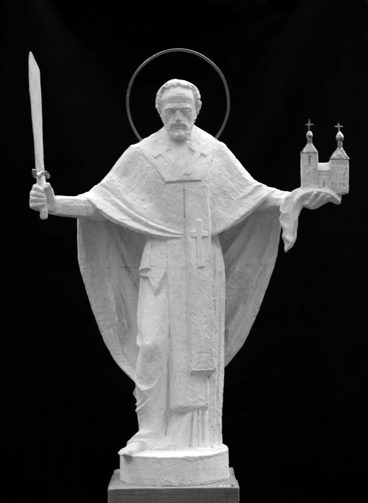 Динес Ю. С. Император Пётр I со штурвалом. Фрагмент памятника к 300-летию Российского флота. Гипс, ф