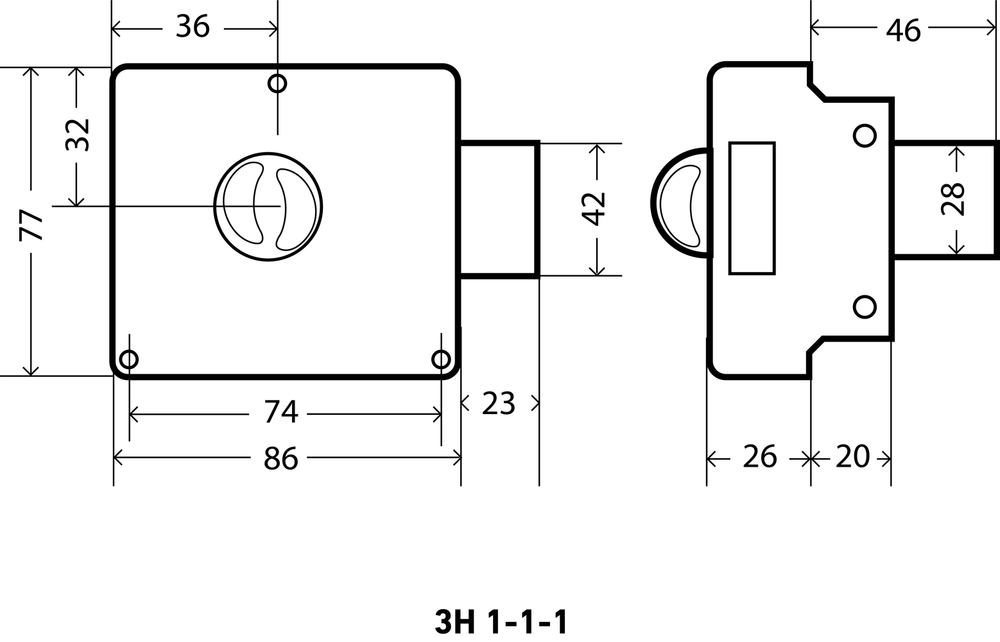 Замок накладной ЗН1-1-1 АЛЛЮР