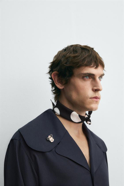 ZARA HARRY LAMBERT X DISNEY РУБАШКА ИЗ СТРУЯЩЕЙСЯ ТКАНИ С КРУГЛЫМ ВОРОТНИКОМ, СИНИЙ