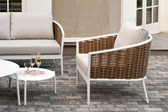 "Тоскана" лаунж-зона из искусственного ротанга, цвет соломенный (К)