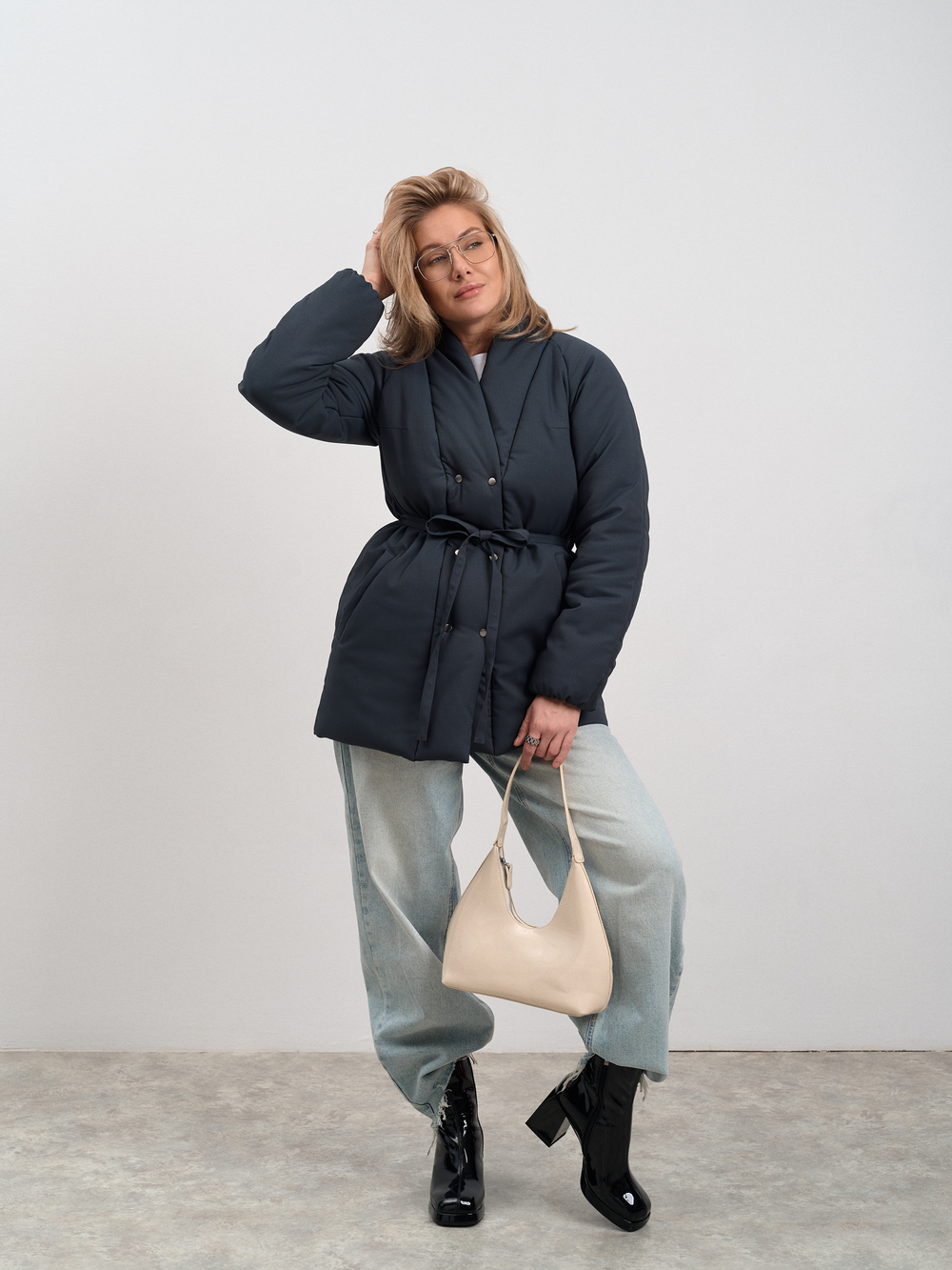 Куртка женская демисезонная " Кимоно Офис" серый