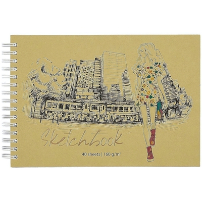 Скетчпад А5 40л. "City girl" облистер диз карт. тверд подл фольг 160г (Академия Групп)