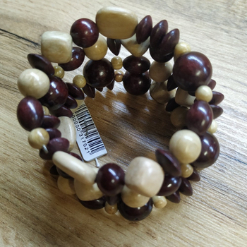 Браслет на пружине, дерево, цвет вишневый, светло-кор., ширина 50 мм