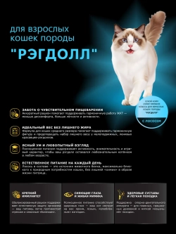 Корм для кошек породы Рэгдолл, с лососем, 2 кг