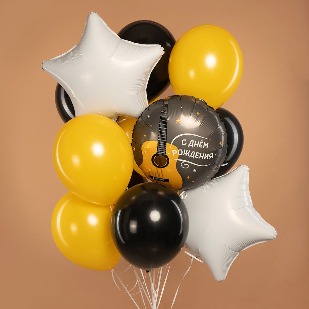 Шар (18''/46 см) Круг, С Днем Рождения (гитара), 1 шт.