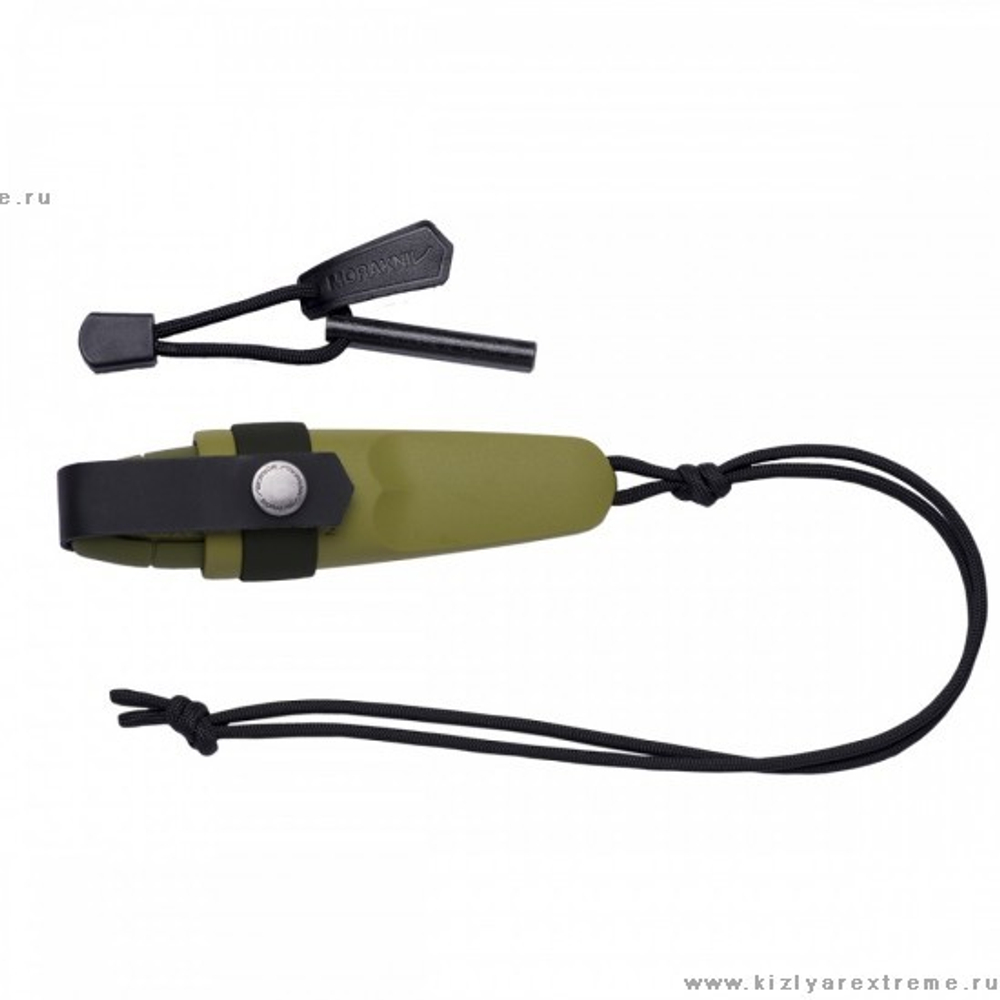 Нож Morakniv Eldris, нержавеющая сталь, шнурок, огниво, зеленый