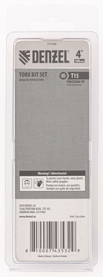 Бита T15x100 мм, 5 шт.// Denzel