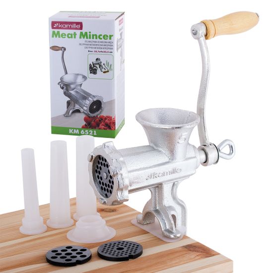 Мясорубка механическая чугунная Kamille KM-6521 с насадками