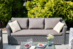 "Капучино" диван из искусственного ротанга трехместный, цвет графит