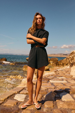 ZARA ШОРТЫ INTERLOCK, УГОЛЬНЫЙ