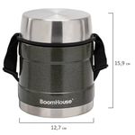 Термос 1 л для еды/напитков с широким горлом, BOOMHOUSE (БУМХАУС) RIBBED, контейнер, нержавеющая сталь SUS304, 700322