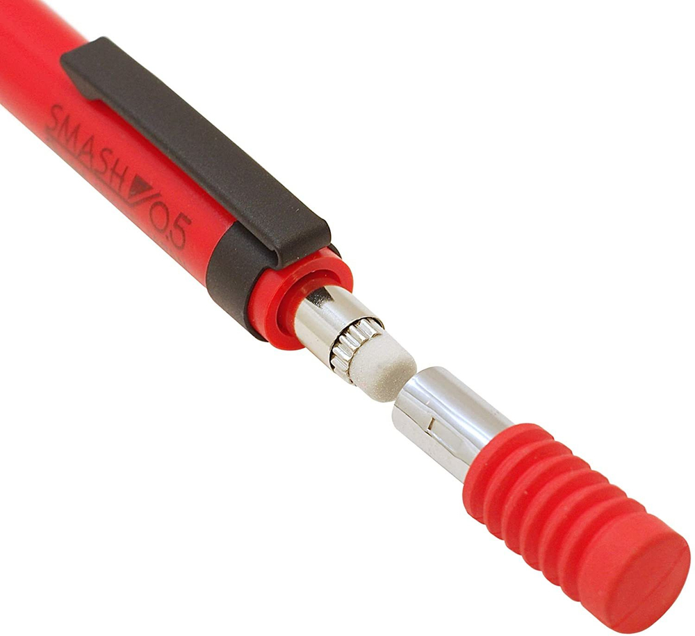 Чертёжный карандаш 0,5 мм Pentel Smash Work Ltd 2021 Custom Red + ластик Pentel Ain Smash Custom Red