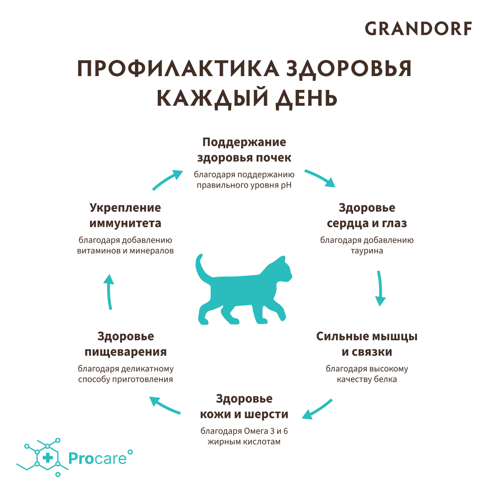 GRANDORF Сухой корм для котят, беременных и кормящих кошек с ягнёнком и индейкой 2 кг