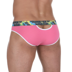 Мужские трусы слипы розовые с вырезами Van Baam VB50765