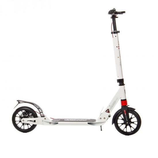 Складной двухколёсный самокат Micar Storm Pro 200 мм с двумя амортизаторами и ручным дисковым тормозом, белый
