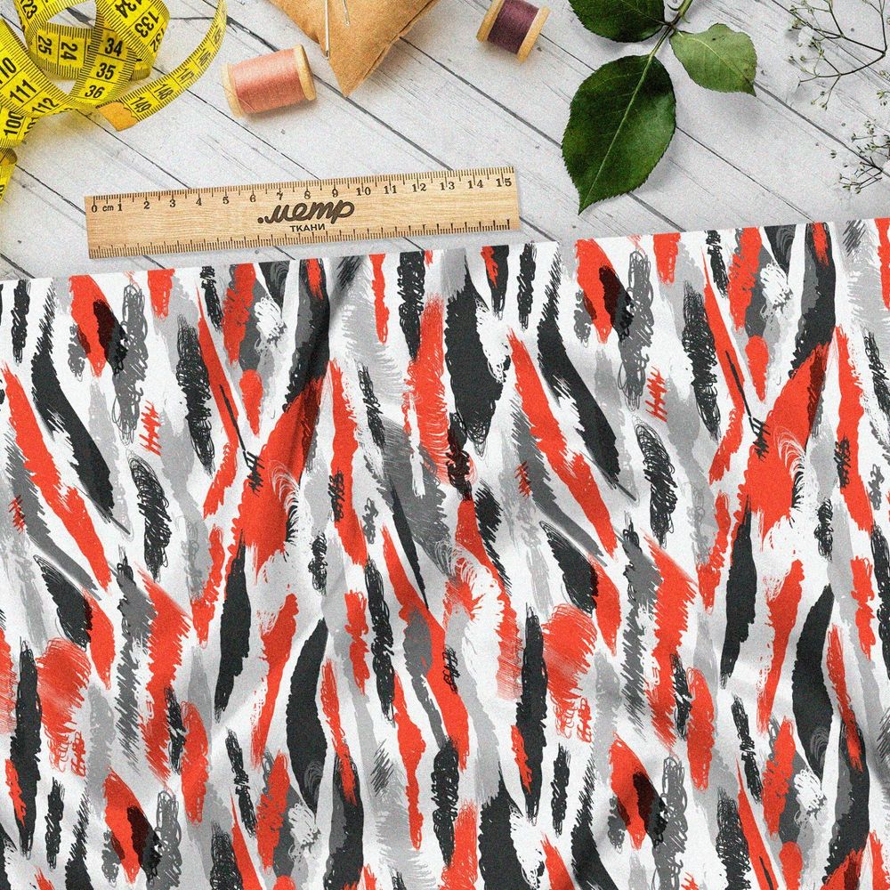 Ткань флис черно оранжевые полоски