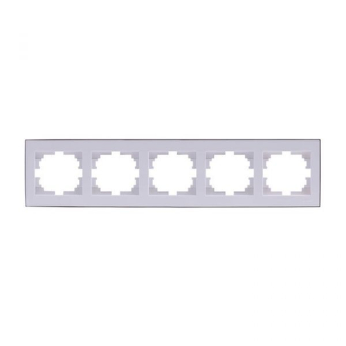 RAIN 703 0225 150 Рамка 5-ая горизонтальная  б.вст.белая с бок.вст.хром