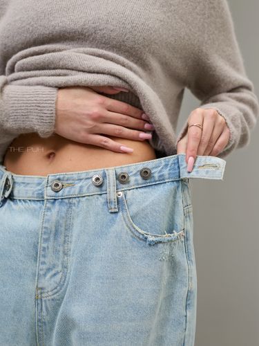 Голубые широкие джинсы-трансформеры