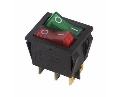 Выключатель клавишный 250V/15А (6с) красный (36-2450)