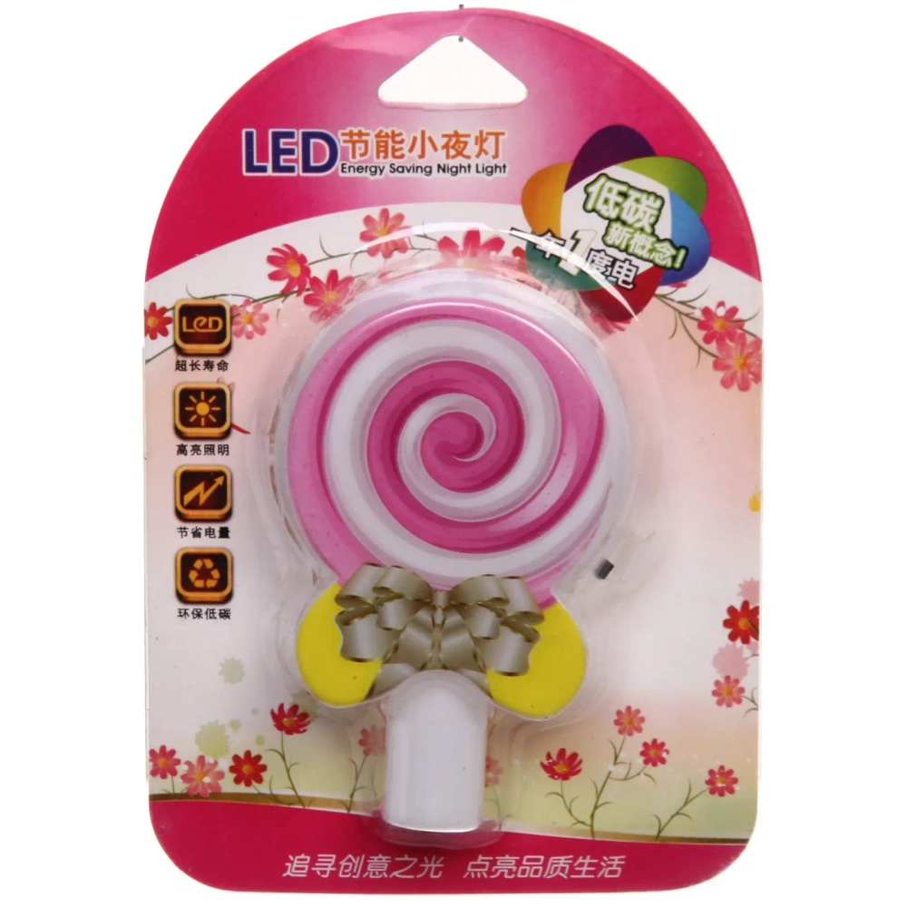 Ночник-светильник «Леденец» 9*5,5см микс 4 цвета 4LED 230V