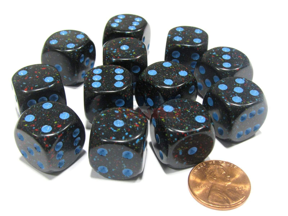 Chessex 12-D6 set (16mm) - Speckled Blue Stars