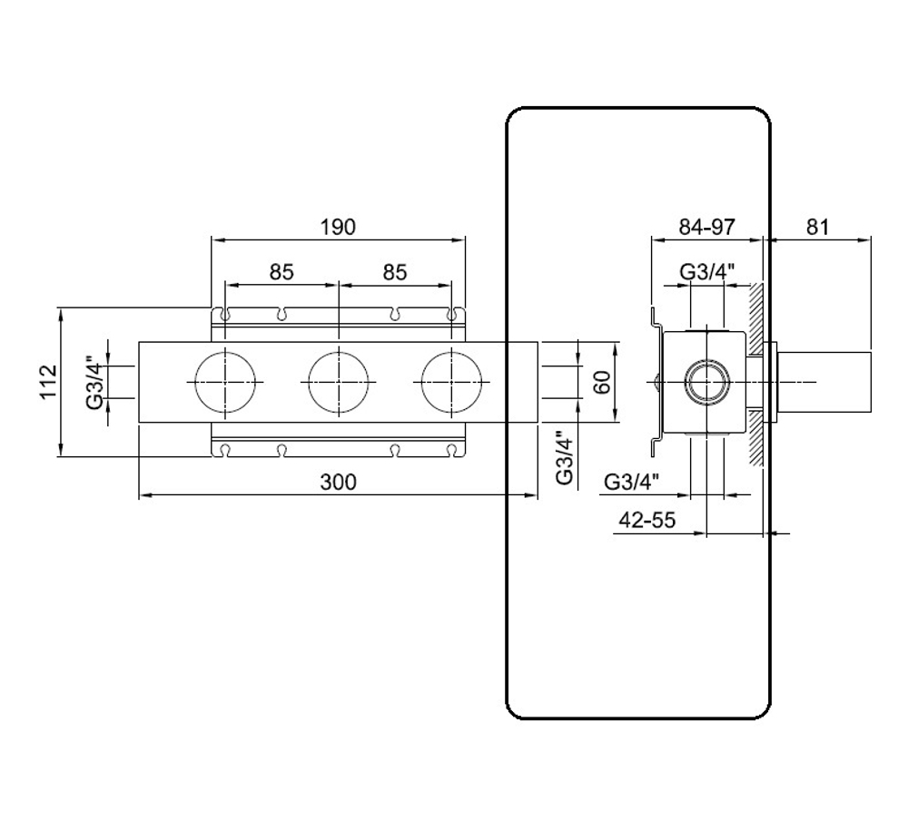 Fantini Встраиваемая часть тройного зап. вентиля 19 00 D293A