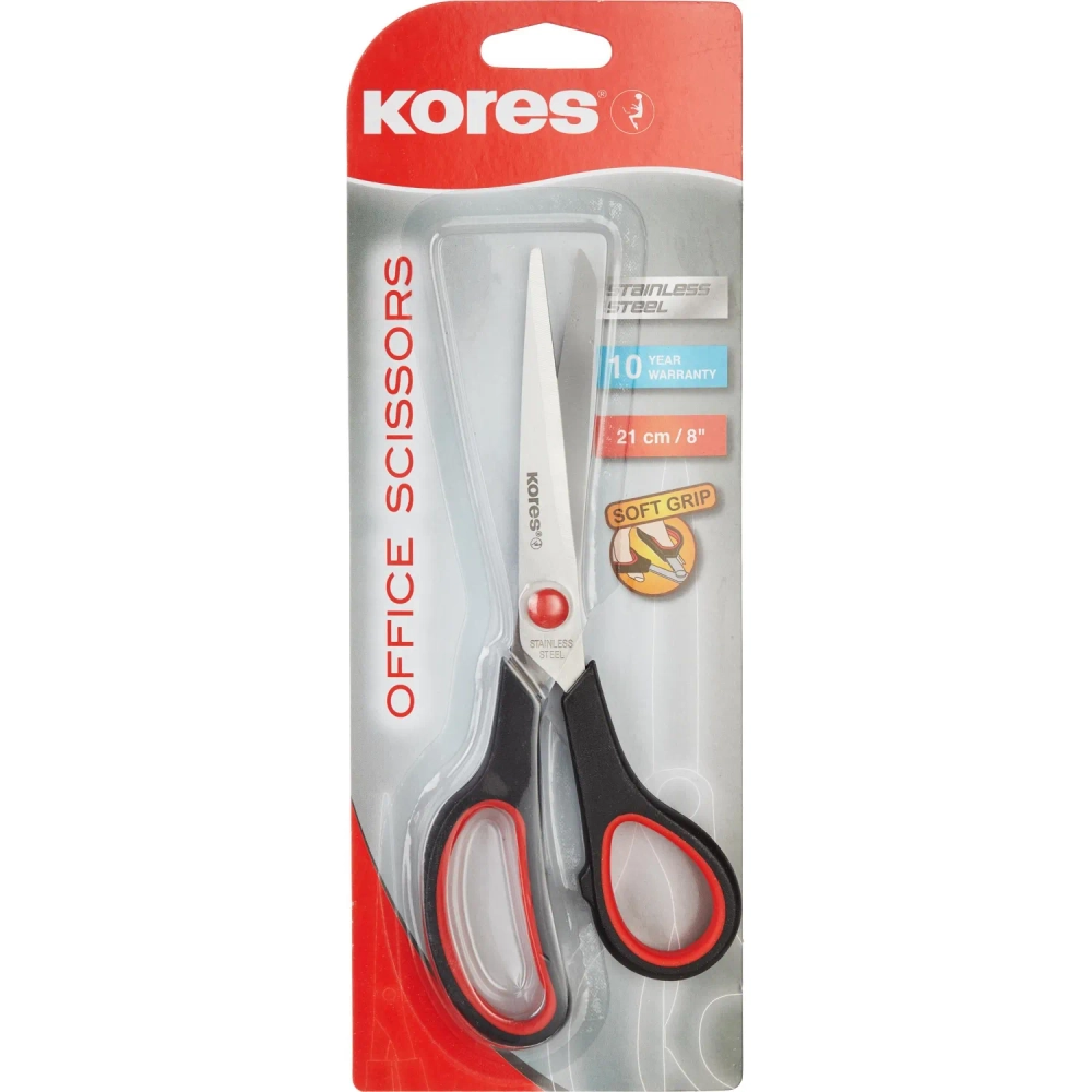 Ножницы Kores Softgrip 210 мм эргономические пластиковые с резиновыми вставками ручки