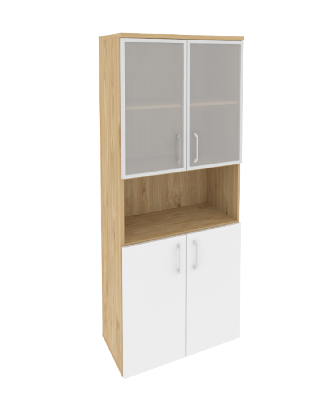 Шкаф высокий широкий с 2 комплектами дверей и стеклом в раме Onix