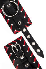 Черно-красные оковы из натуральной кожи (Цвет: черный с красным)