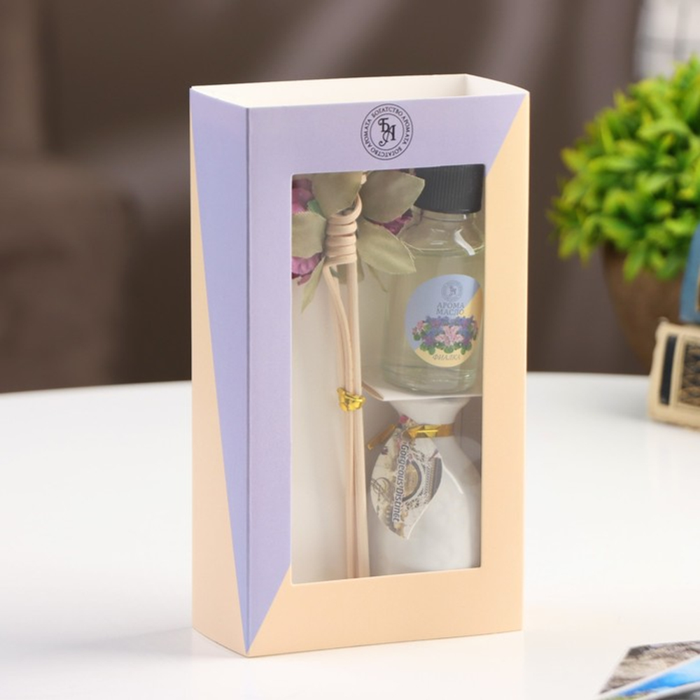 Набор подарочный с диффузором «Ваза с цветком», аромат фиалка, «Богатство Аромата»