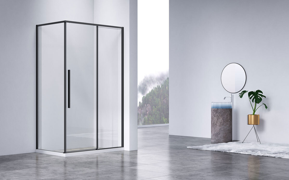 Душевой уголок Slim-N VSR-4SN9011CLB, 1100*900, черный, стекло прозрачное