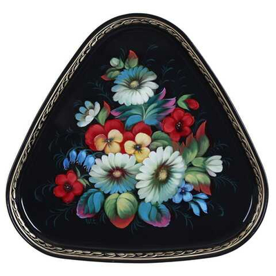 Жостовский поднос декоративный, размер 29х29 см (A8), металлический