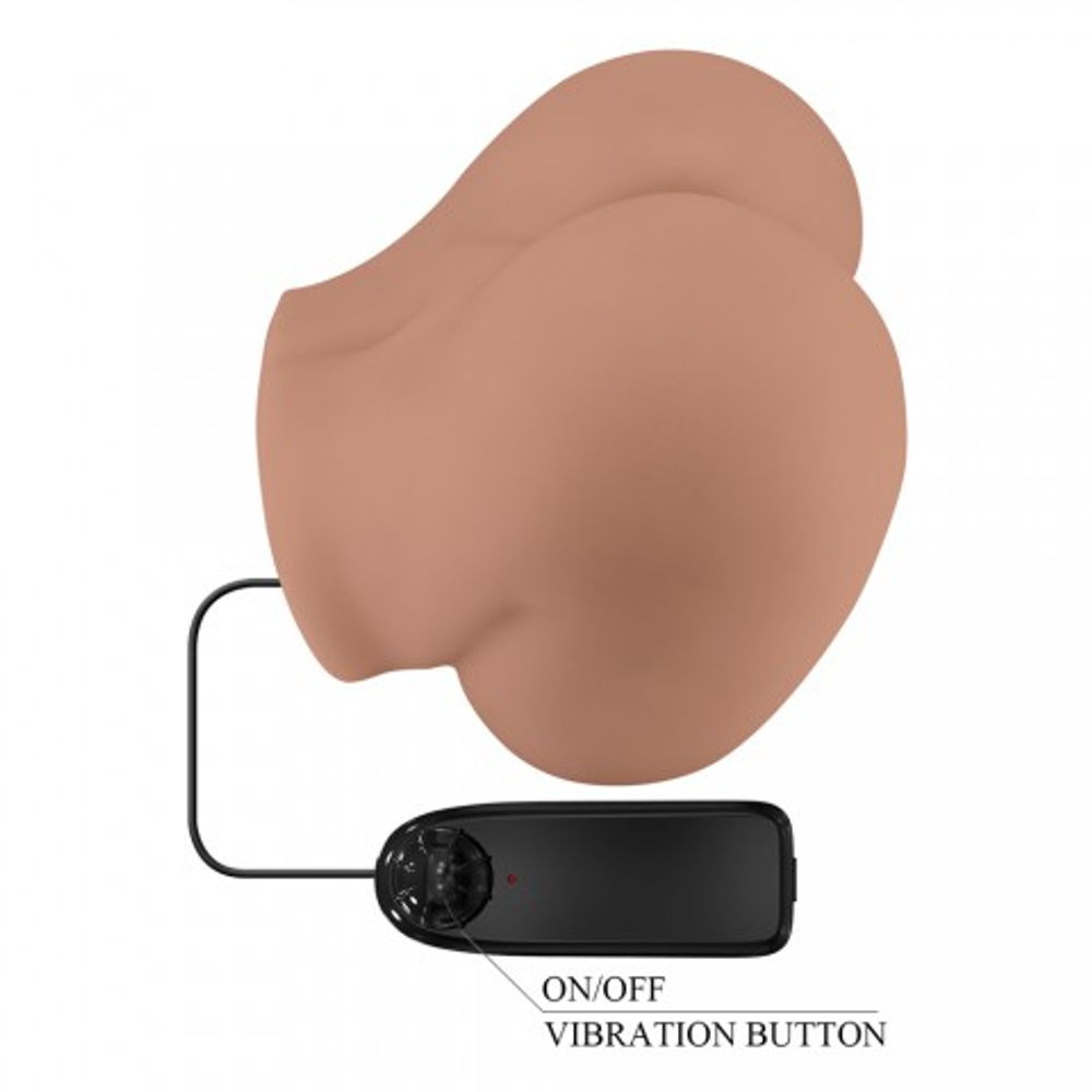 Мастурбатор реалистичный двойной Bernace с вибрацией (анус+вагина) коричневый