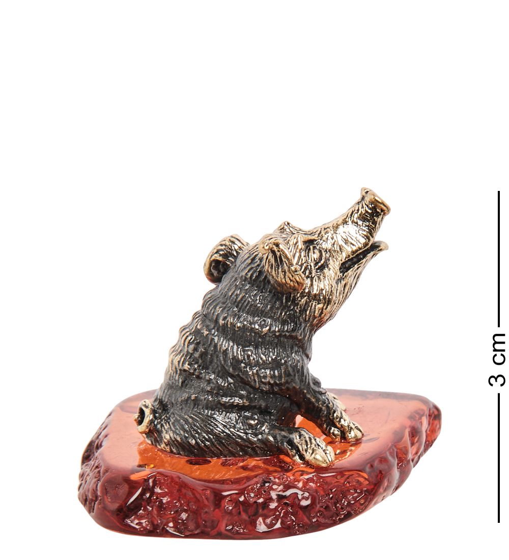 Народные промыслы AM- 516 Фигурка «Поросенок» (латунь, янтарь)