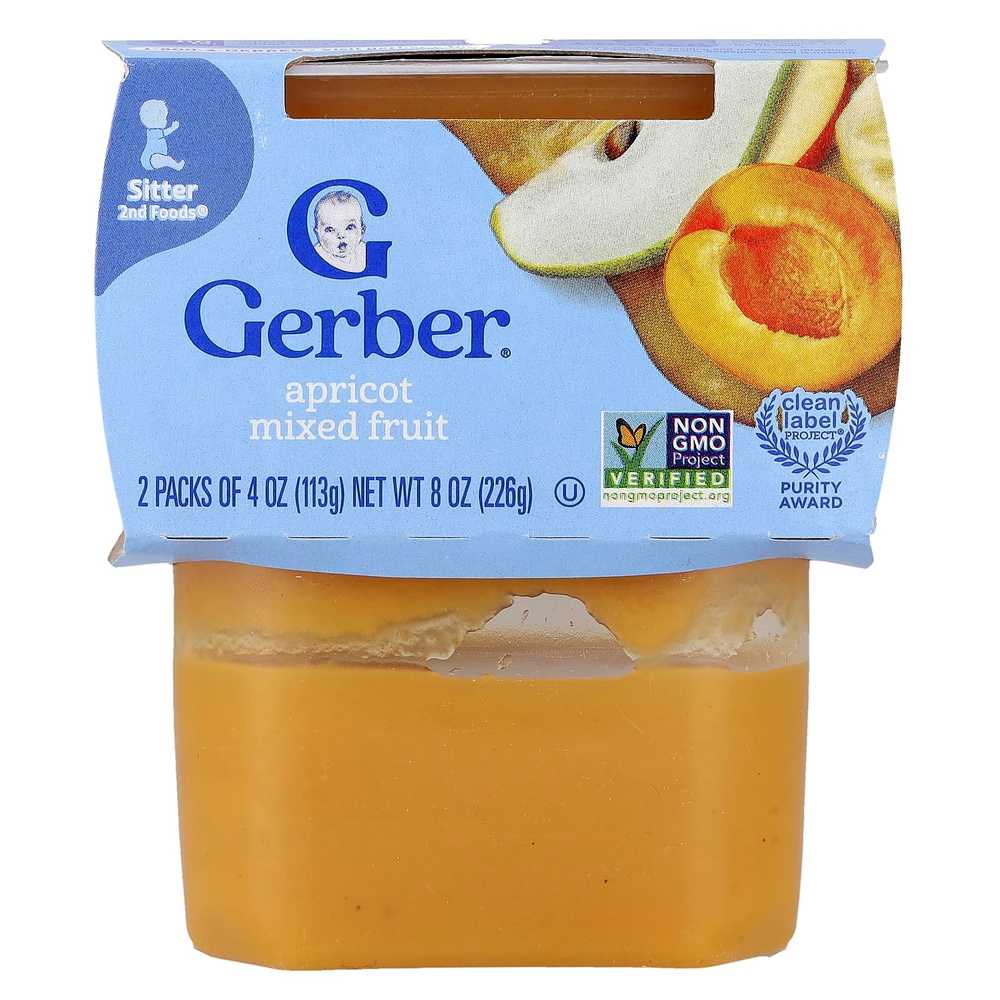 Gerber, детское питание, 2nd Foods®, абрикосовое ассорти, 2 упаковки по 113 г (4 унции)
