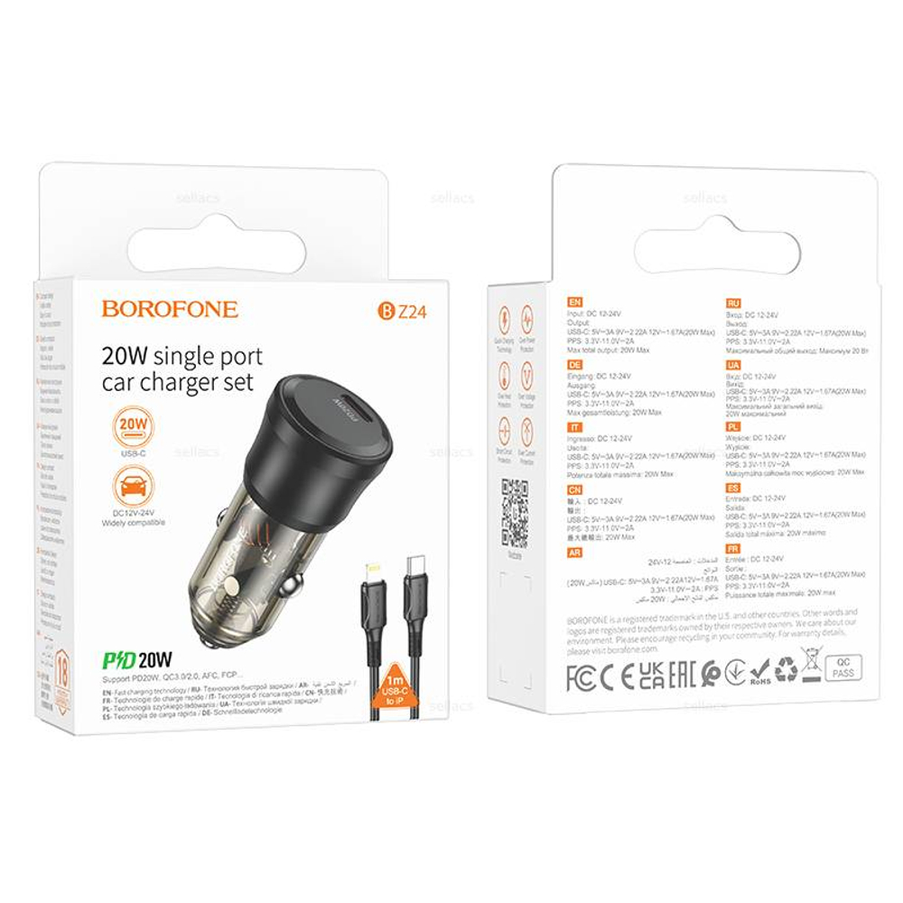 Автомобильное зарядное устройство для Lightning Borofone BZ24 PD20W QC3.0 (black)