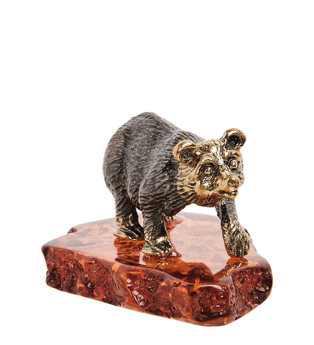 Народные промыслы AM-1108 Фигурка «Медведь» (латунь, янтарь)