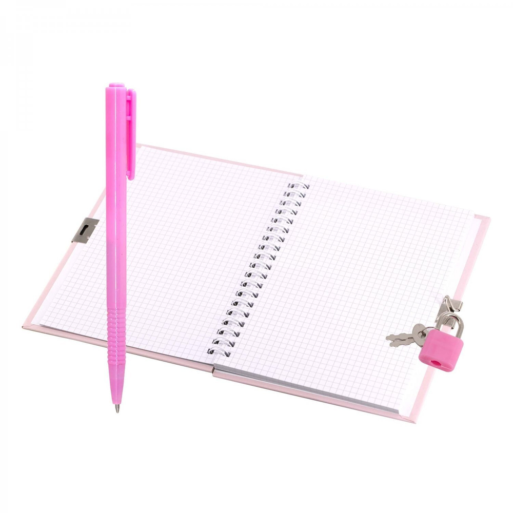 Блокнот в футляре, 17,5 см * 19,5 см, гребень, Alingar, ламин, эффект 3D, ручка, замочек, клетка, 46 л., "Сладости", розовый