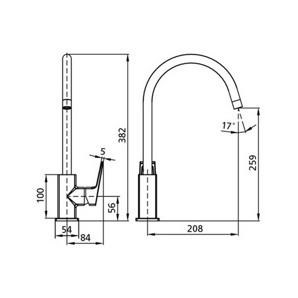 Смеситель для кухни 35к Milardo ATLSB00M05 "Atlantic" высокий пов излив ХРОМ