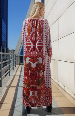 Платье "Красный Тигр", по мотивам живописи современного вьетнамского художника Ханг Тронг