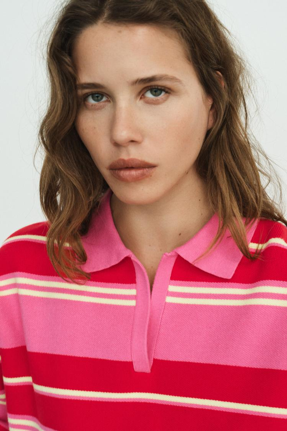 ZARA ДЖЕМПЕР С ВОРОТНИКОМ ПОЛО В ПОЛОСКУ, РАЗНОЦВЕТНЫЙ