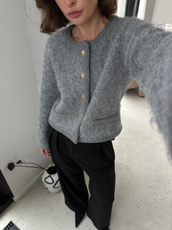 Кардиган с кантом серый