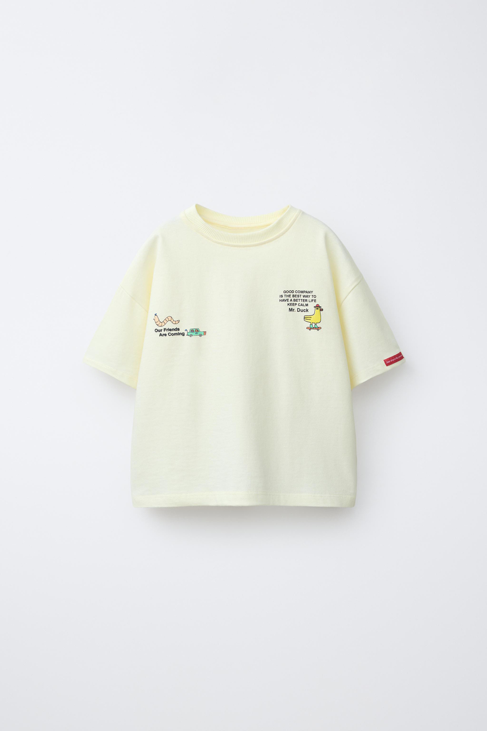 ZARA ФУТБОЛКА С НАДПИСЬЮ, ПАСТЕЛЬНО-ЖЕЛТЫЙ