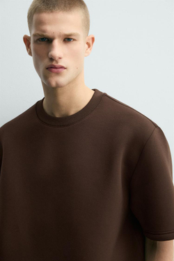 ZARA ТОЛСТОВКА СВОБОДНОГО КРОЯ ИЗ ВЫСОКОТЕХНОЛОГИЧНОЙ ТКАНИ, ТЕМНО-КОРИЧНЕВЫЙ