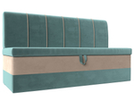 Диван кухонный прямой Энигма, Бирюзовый\Бежевый, Велюр, 112882