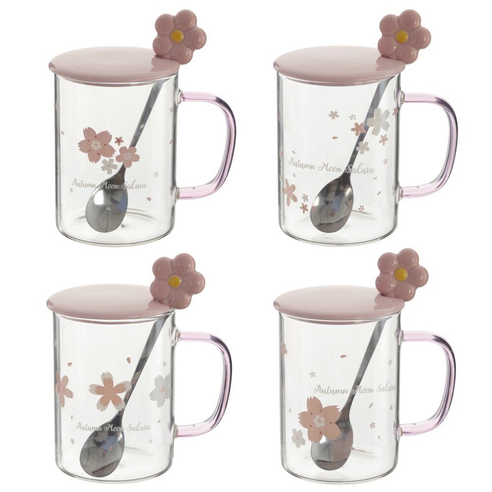 GAEM Кружка с крышкой и ложкой, 500 мл, L12 W8 H11 см, 4в.