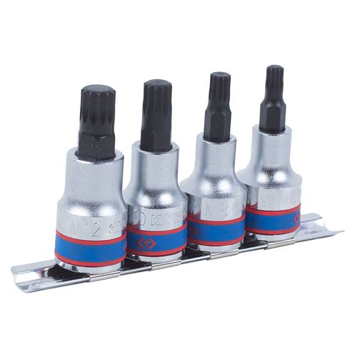 KING TONY (4126PR) Набор торцевых насадок 1/2", SPLINE, М6-М12, L = 60 мм, 4 предмета