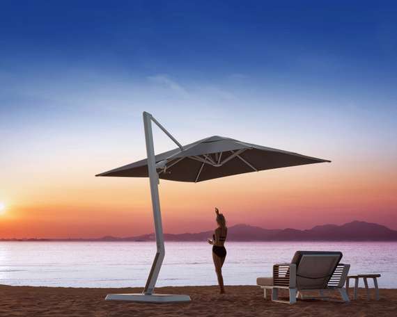 Зонт профессиональный Wing 3х3 м, тик, тортора. База и светильник в комплекте